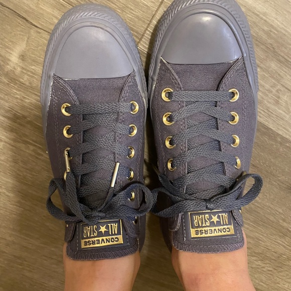 Converse All Star Low Top Gray with Gold Accents 8 - Picture 11 of 13